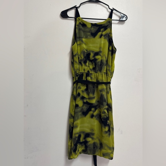 Green and black tie dye Kenzie dress abstract print sleeveless dress chiffon ray - Picture 7 of 8